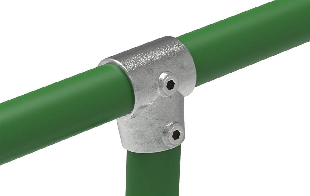 Rohrverbinder | T-Stück kurz verstellbar 0-11° | 153 | 33,7 mm - 48,3 mm | 1 - 1 1/2 | Temperguss u. Elektrogalvanisiert