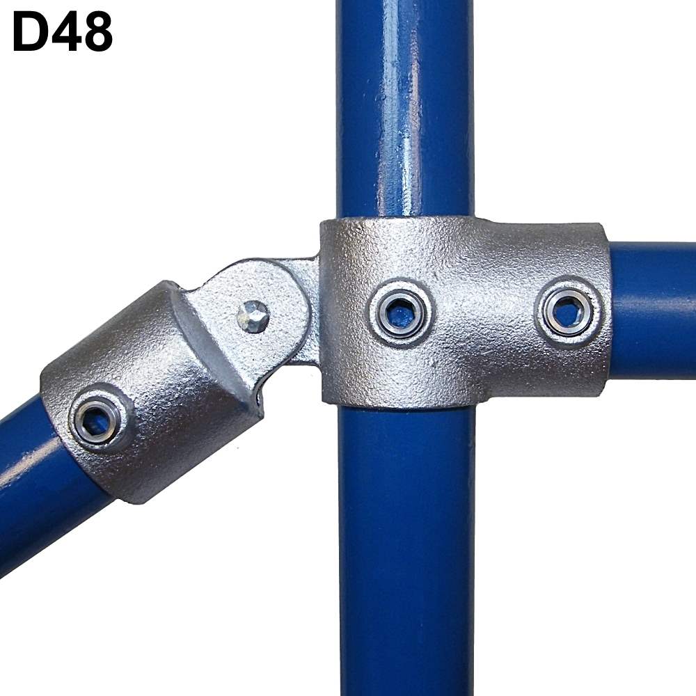 Rohrverbinder | T-Stück mit Gelenk | 174D48 | 48,3 mm | 1 1/2 | Temperguss u. Elektrogalvanisiert