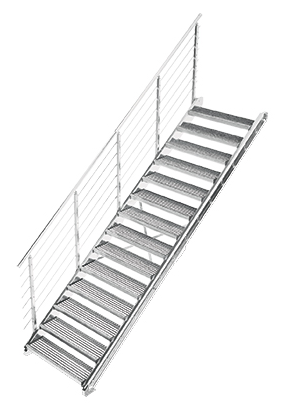 Gitterrost Schnellbautreppe | Treppenbausatz | für Geschosshöhe: 2,7 - 3,6 m