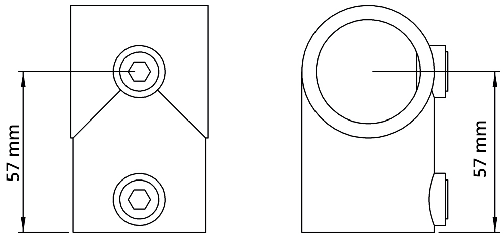 Rohrverbinder | T-Stück kurz | 101C42/B34 | 42,4 mm; 33,7 mm | 1 1/4; 1 | Temperguss u. Elektrogalvanisiert