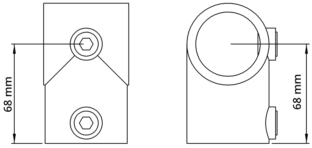 Rohrverbinder | T-Stück kurz | 101C42/D48 | 42,4 mm; 48,3 mm | 1 1/4; 1 1/2 | Temperguss u. Elektrogalvanisiert