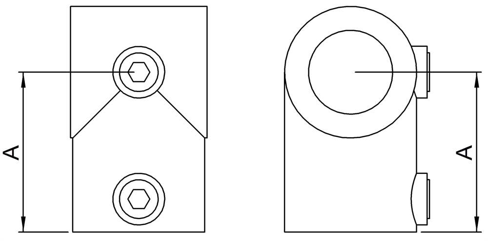 Rohrverbinder | T-Stück kurz | 101D48/B34 | 48,3 mm; 33,7 mm | 1 1/2; 1 | Temperguss u. Elektrogalvanisiert