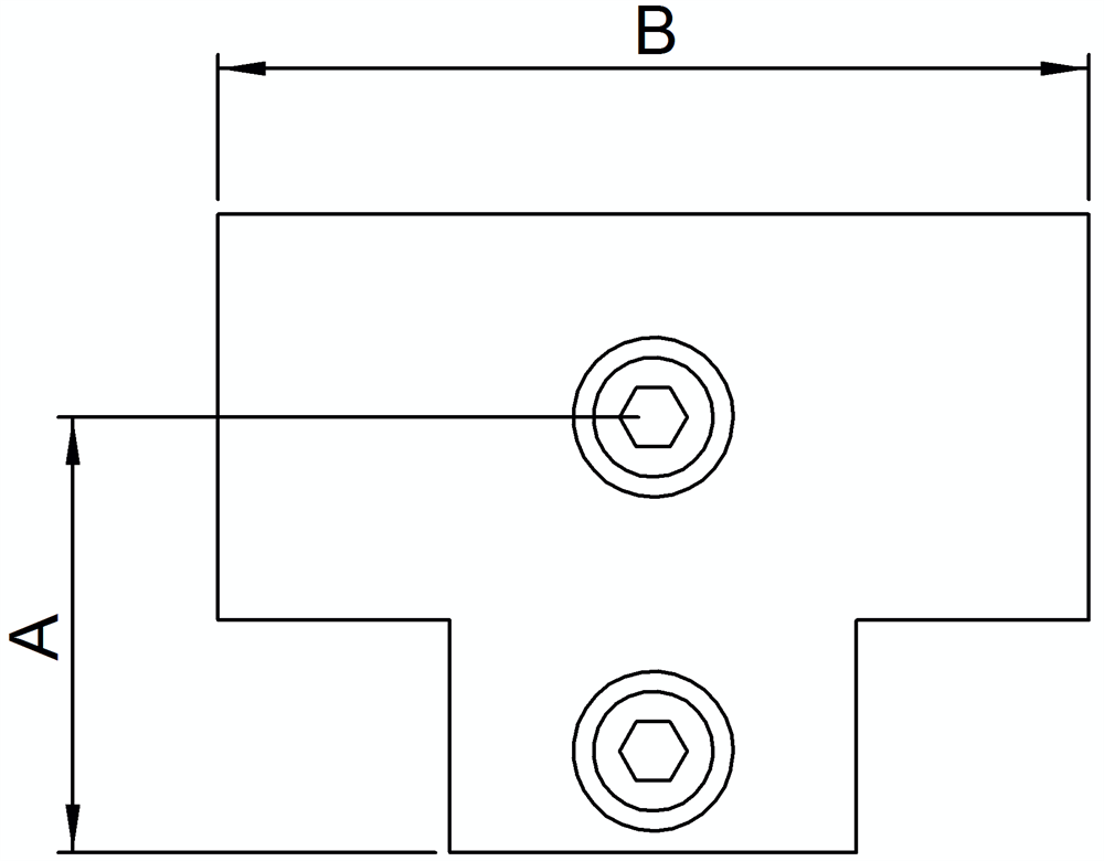 Rohrverbinder | T-Verbinder lang | 104 | 26,9 mm - 60,3 mm | 3/4 - 2 | Temperguss u. Elektrogalvanisiert