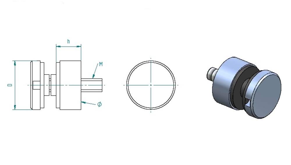 Glas-Punkthalter Ø 30 mm | für Anschluss: flach | V4A