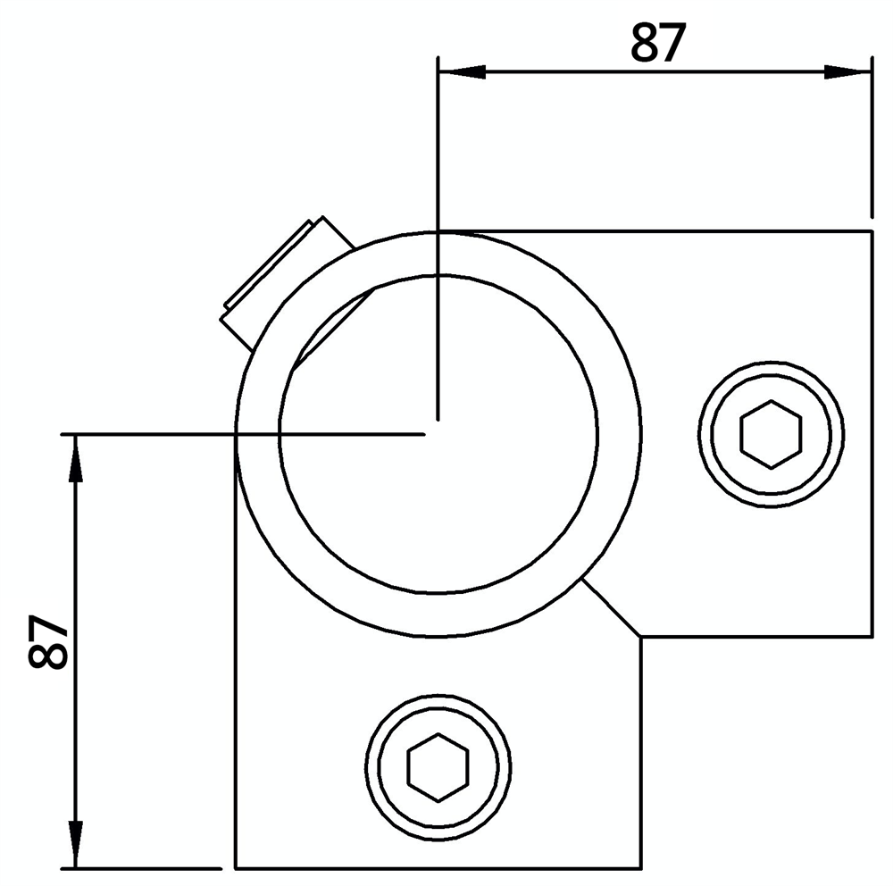 Rohrverbinder | Eckstück aufklappbar | 116D48-V | 48,3 mm | 1 1/2 | Temperguss u. Elektrogalvanisiert