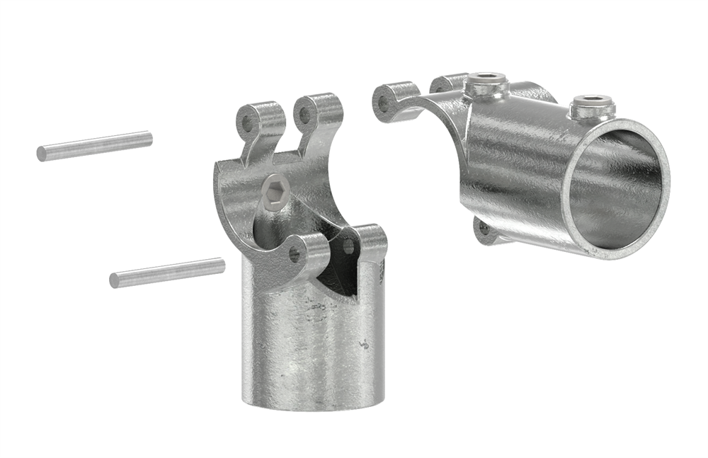 Rohrverbinder | Eckstück aufklappbar | 116D48-V | 48,3 mm | 1 1/2 | Temperguss u. Elektrogalvanisiert