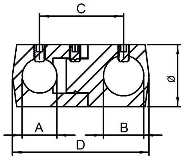 Doppelquerstabhalter mit Bohrungen 12,2 mm + 12,2 mm