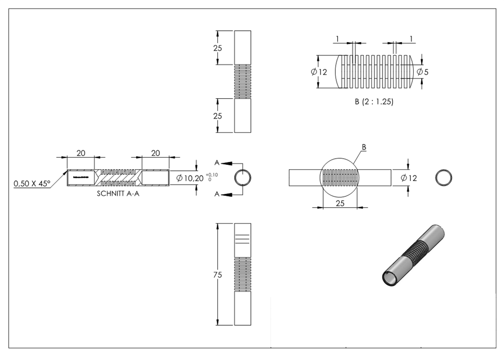 Verbinder Rundstab zum Biegen für Ø 10 mm Rundmaterial