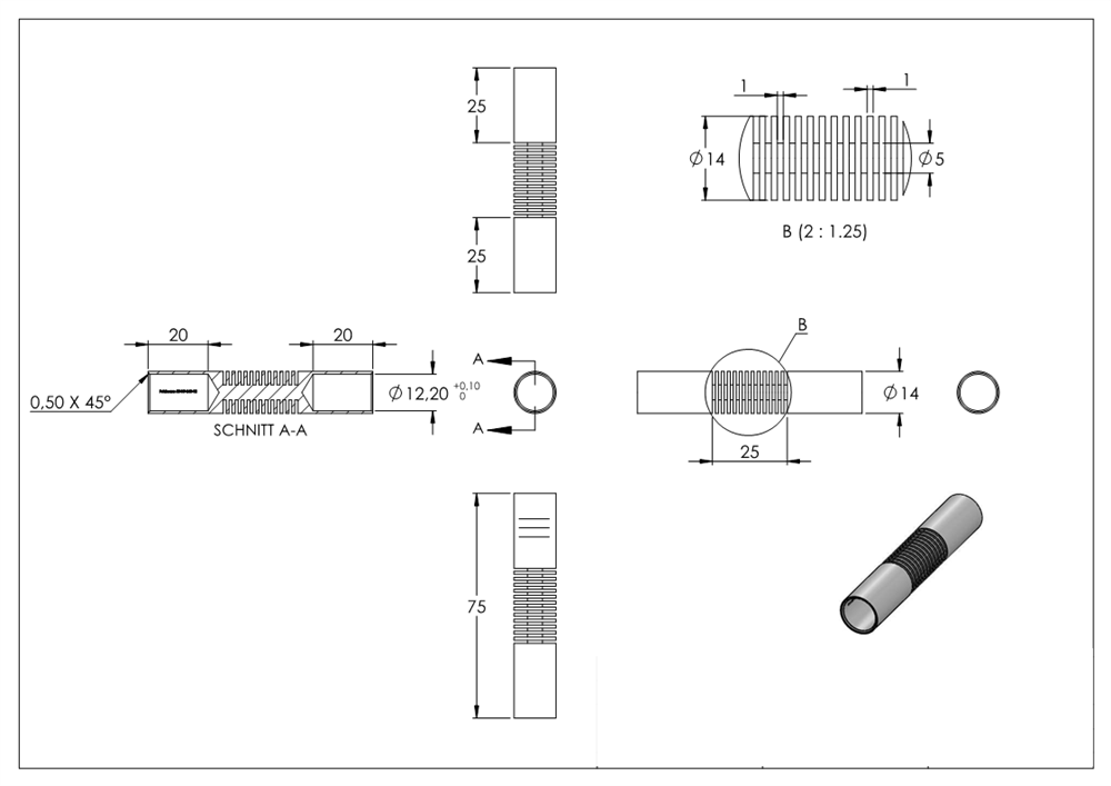 Verbinder Rundstab zum Biegen für Ø 12 mm Rundmaterial