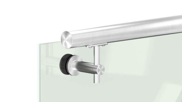 Handlaufhalter für Glas mit Halteplatte für flachen Anschluss V2A