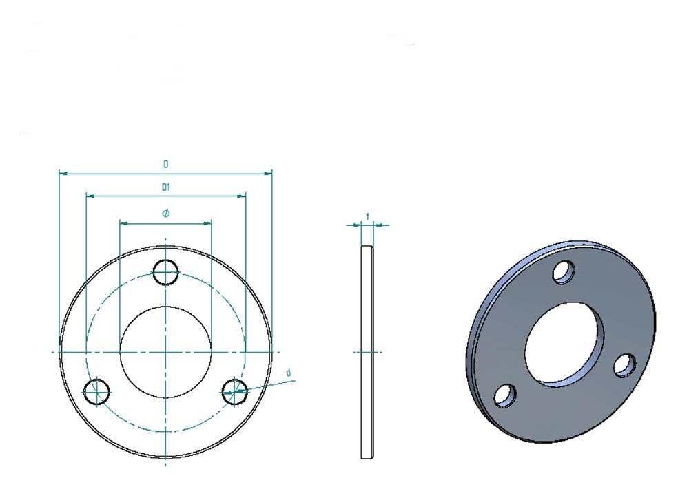 Ankerplatte | Ø 100 x 6 mm | mit Zentrierbohrung: Ø 42,6 mm | V2A