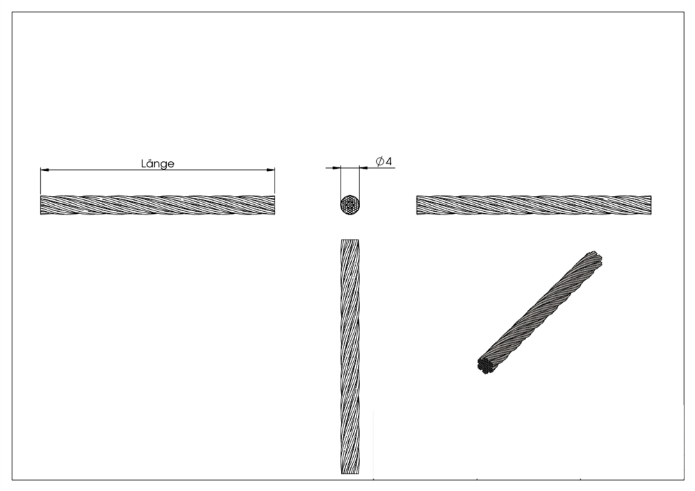 Edelstahlseil 7x7 | flexibel | Ø 4 mm | Preis pro Meter | V4A