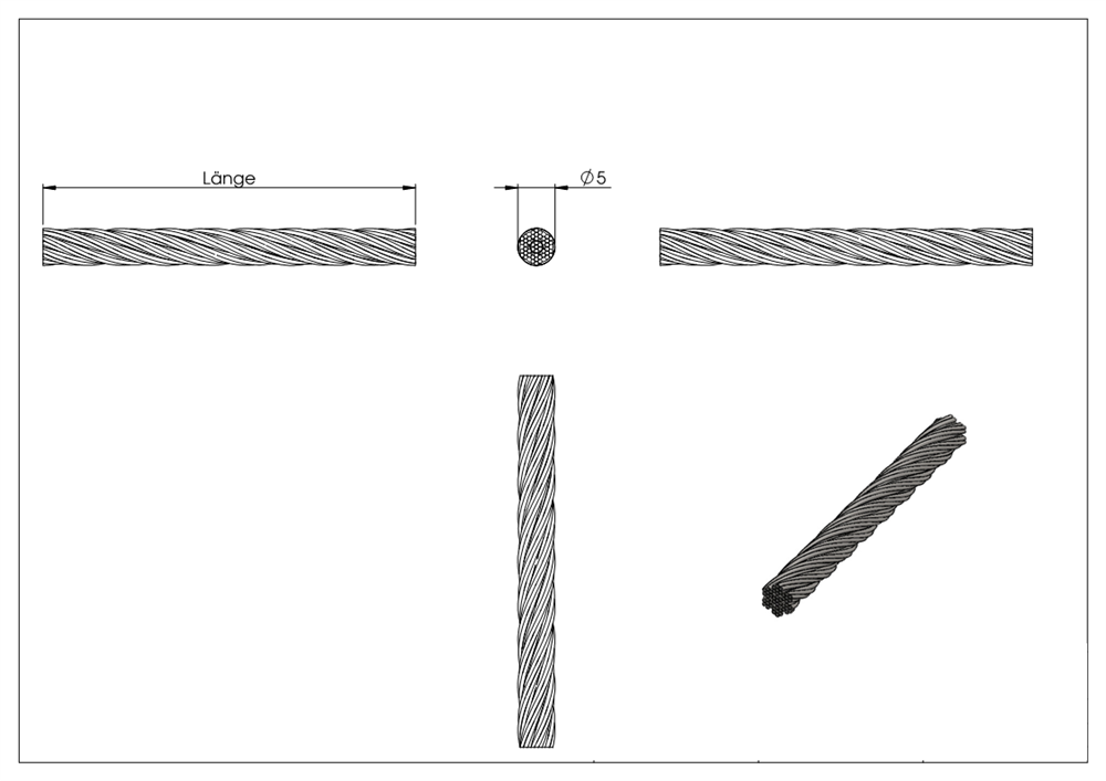 Edelstahlseil 7x7 | flexibel | Ø 5 mm | Preis pro Meter | V4A