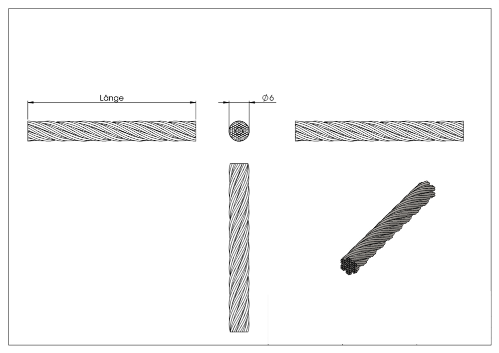 Edelstahlseil 7x7 | flexibel | Ø 6 mm | Preis pro Meter | V4A