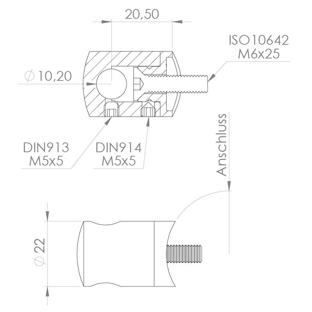 Halterung für Seilhalter | Für Anschluss flach und Ø 42,4 mm | V2A