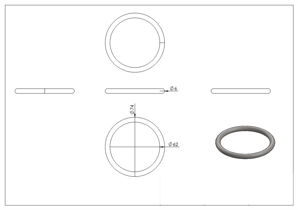 Ring | Außen-Ø: 62 mm | Materialstärke: 6 mm | V2A