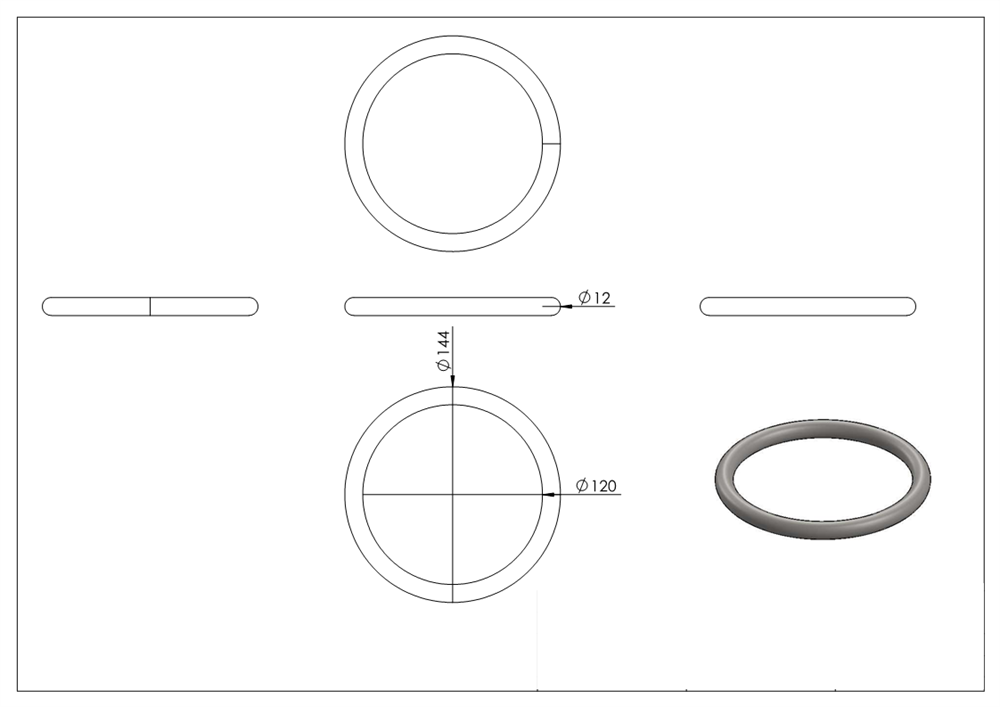 Ring | Außen-Ø: 144 mm | Materialstärke: 12 mm | V2A