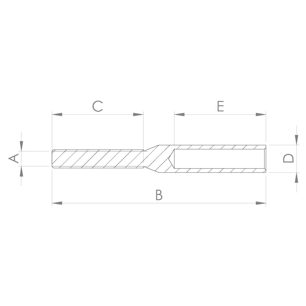 Gewindeterminal mit Außengewinde | Rechtsgewinde | Für Seil von Ø 3 mm bis Ø 8 mm | V2A