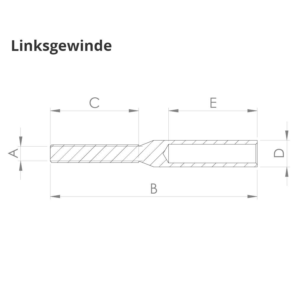 Gewindeterminal mit Außengewinde | Linksgewinde | Für Seil von Ø 3 mm bis Ø 8 mm | V2A