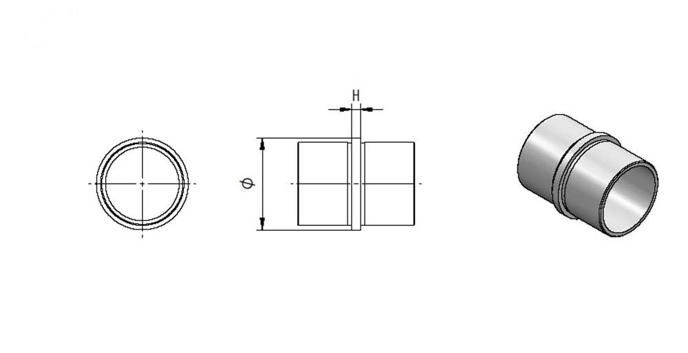 Verbinder Muffe für Rundrohr | Maße: Ø 42,4x2,0 mm | V2A