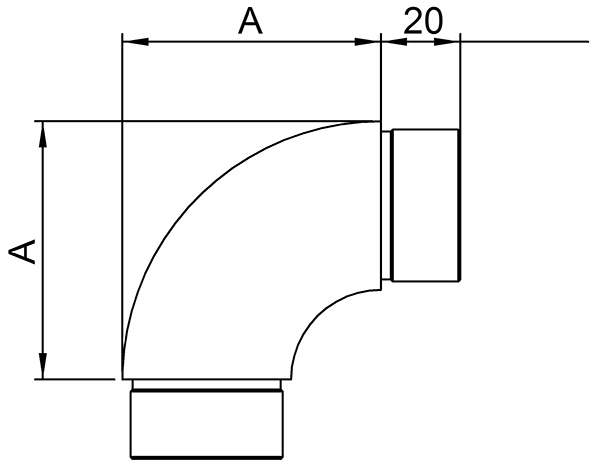 Rohrbogen 90° rund V2A für Rundrohr Ø 42,4x2,0 mm