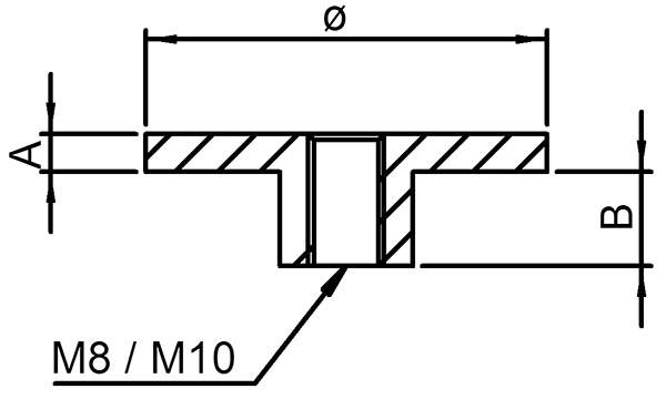 Platte flach mit M10 für Rohr Ø 42,4 mm V2A