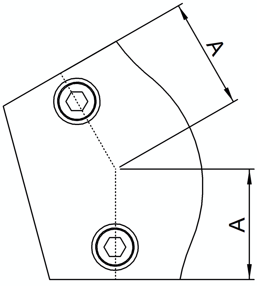 Rohrverbinder | Bogen variabel 15-60° | 124 | 33,7 mm - 48,3 mm | 1 - 1 1/2 | Temperguss u. Elektrogalvanisiert