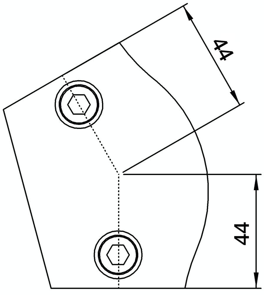 Rohrverbinder | Bogen variabel 15-60° | 124D48 | 48,3 mm | 1 1/2 | Temperguss u. Elektrogalvanisiert