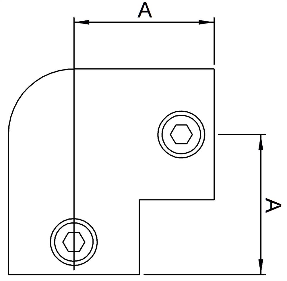 Rohrverbinder | Bogen 90° | 125 | 21,3 mm - 60,3 mm | 1/2 - 2 | Temperguss u. Elektrogalvanisiert