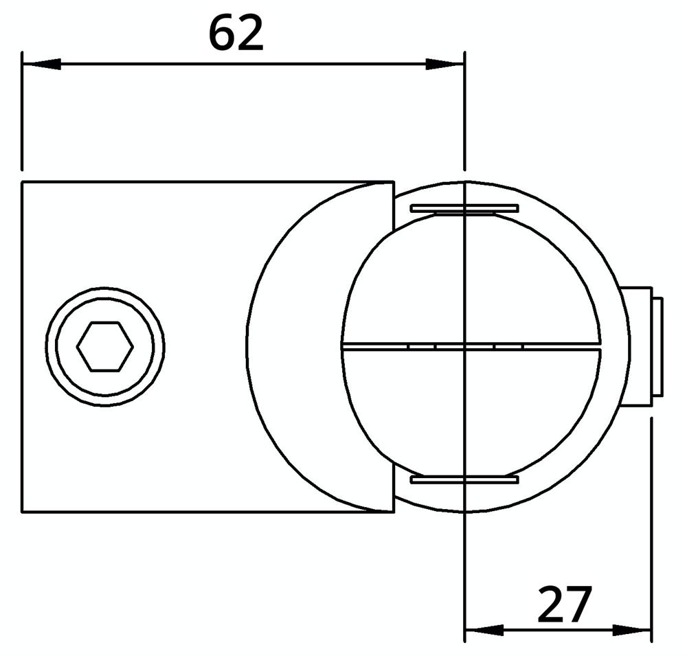 Rohrverbinder | Eckstück verstellbar | 125HB34 | 33,7 mm | 1 | Temperguss u. Elektrogalvanisiert
