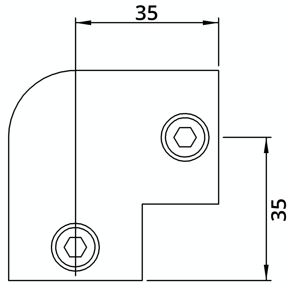 Rohrverbinder | Bogen 90° | 125T21 | 21,3 mm | 1/2 | Temperguss u. Elektrogalvanisiert