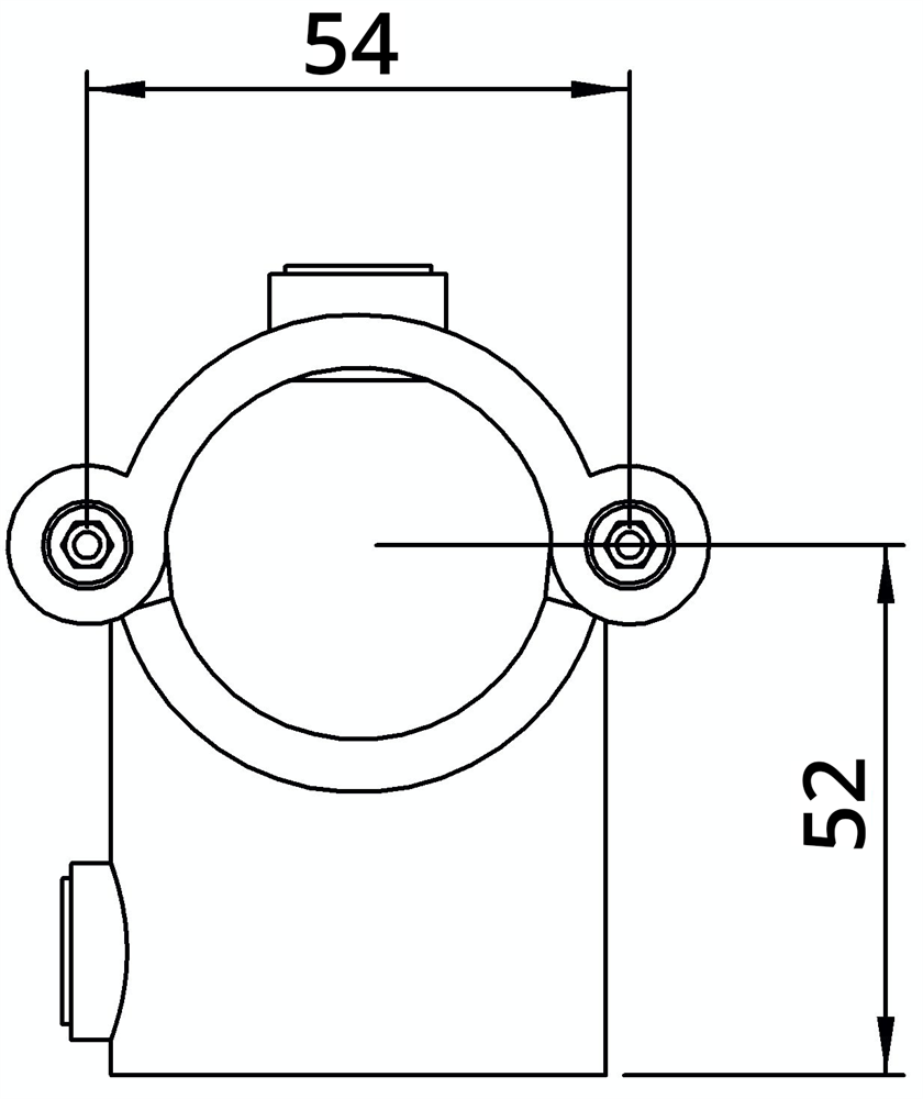 Rohrverbinder | T-Stück mit Bolzen aufklappbar | 136B34 | 33,7 mm | 1 | Temperguss u. Elektrogalvanisiert