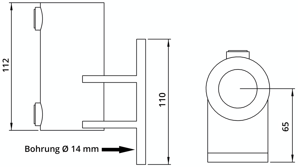 Rohrverbinder | Wandhalter Platte vertikal | 144C42 | 42,4 mm | 1 1/4 | Temperguss u. Elektrogalvanisiert