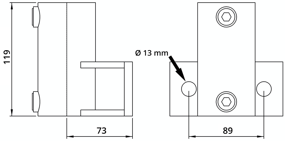 Rohrverbinder | Wandhalter Platte horizontal | 145D48 | 48,3 mm | 1 1/2 | Temperguss u. Elektrogalvanisiert