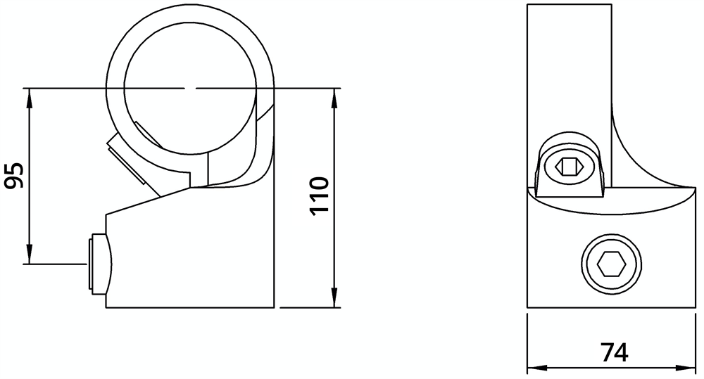 Rohrverbinder | Winkelgelenk verstellbar - 1 Stück | 148E60 | 60,3 mm | 2 | Temperguss u. Elektrogalvanisiert