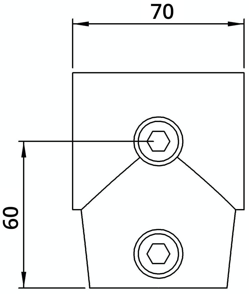Rohrverbinder | T-Stück kurz verstellbar 0-11° | 153C42 | 42,4 mm | 1 1/4 | Temperguss u. Elektrogalvanisiert