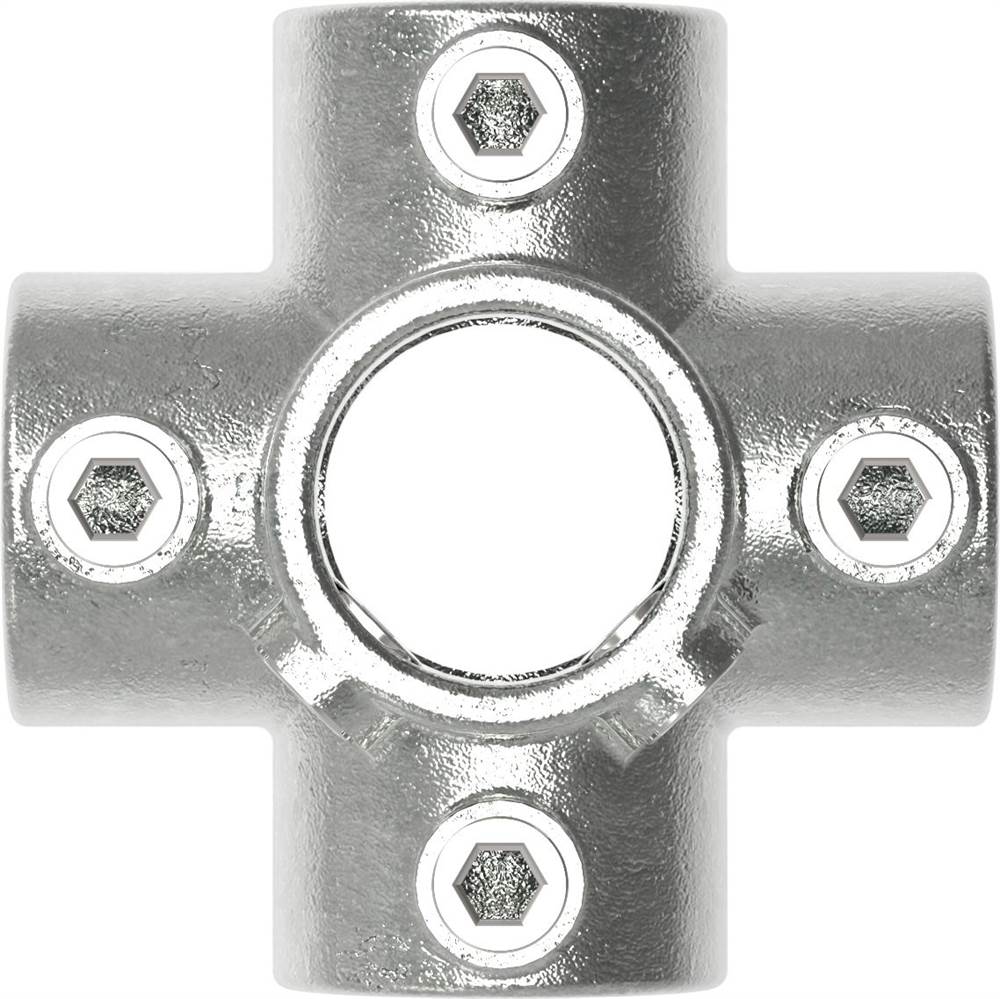 Rohrverbinder | Kreuzstück für Stützrohr | 158D48 | 48,3 mm | 1 1/2 | Temperguss u. Elektrogalvanisiert