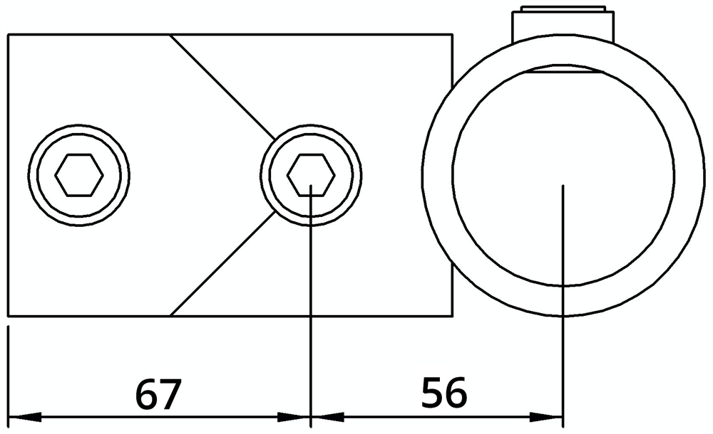 Rohrverbinder | Kreuz-T-Stück kombiniert | 165D48 | 48,3 mm | 1 1/2 | Temperguss u. Elektrogalvanisiert