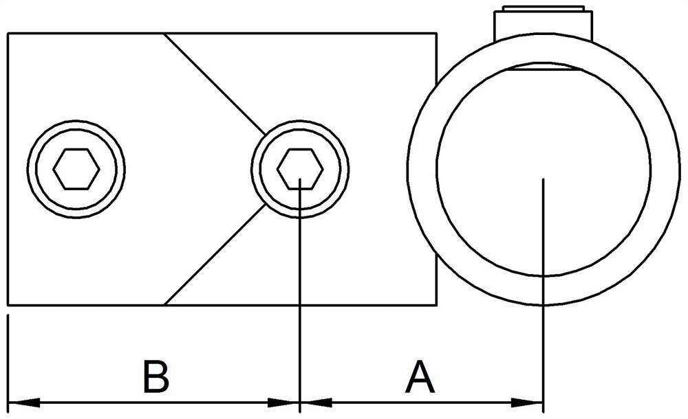 Rohrverbinder | Kreuz-T-Stück kombiniert | 165E60 | 60,3 mm | 2 | Temperguss u. Elektrogalvanisiert