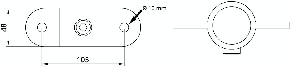Rohrverbinder | Gelenkauge doppelt | 167MD48 | 48,3 mm | 1 1/2 | Temperguss u. Elektrogalvanisiert