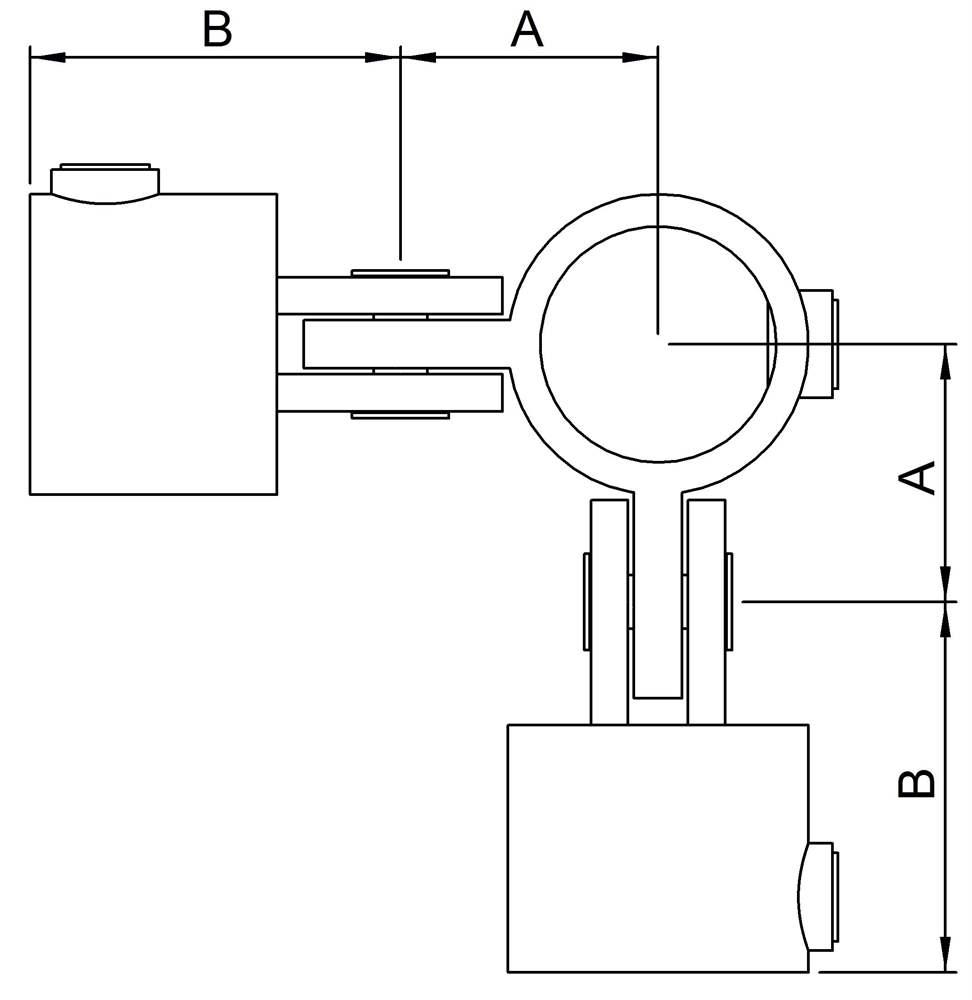 Rohrverbinder | Gelenkstück doppelt 90° | 168 | 26,9 mm - 60,3 mm | 3/4 - 2 | Temperguss u. Elektrogalvanisiert