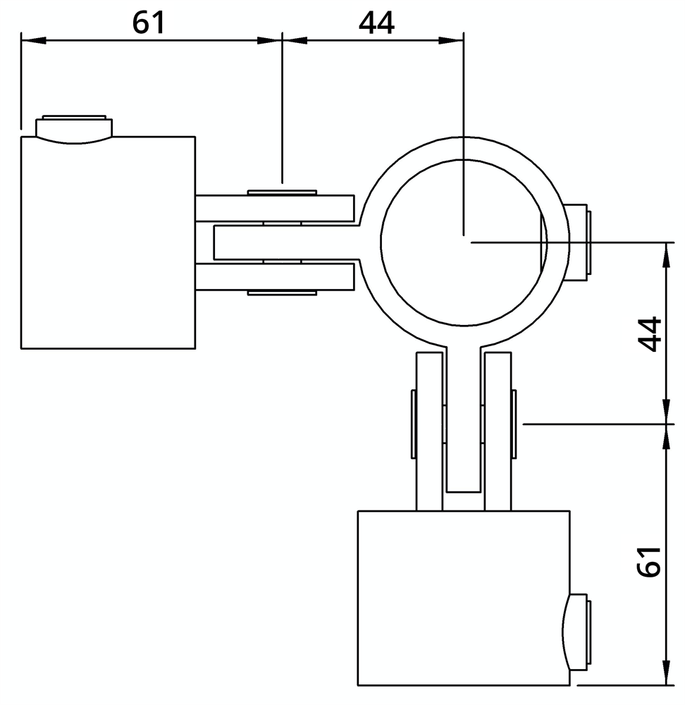 Rohrverbinder | Gelenkstück doppelt 90° | 168B34 | 33,7 mm | 1 | Temperguss u. Elektrogalvanisiert