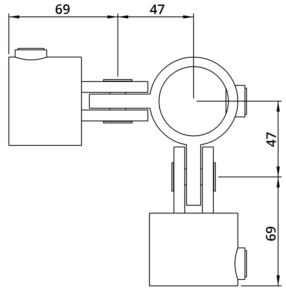 Rohrverbinder | Gelenkstück doppelt 90° | 168C42 | 42,4 mm | 1 1/4 | Temperguss u. Elektrogalvanisiert