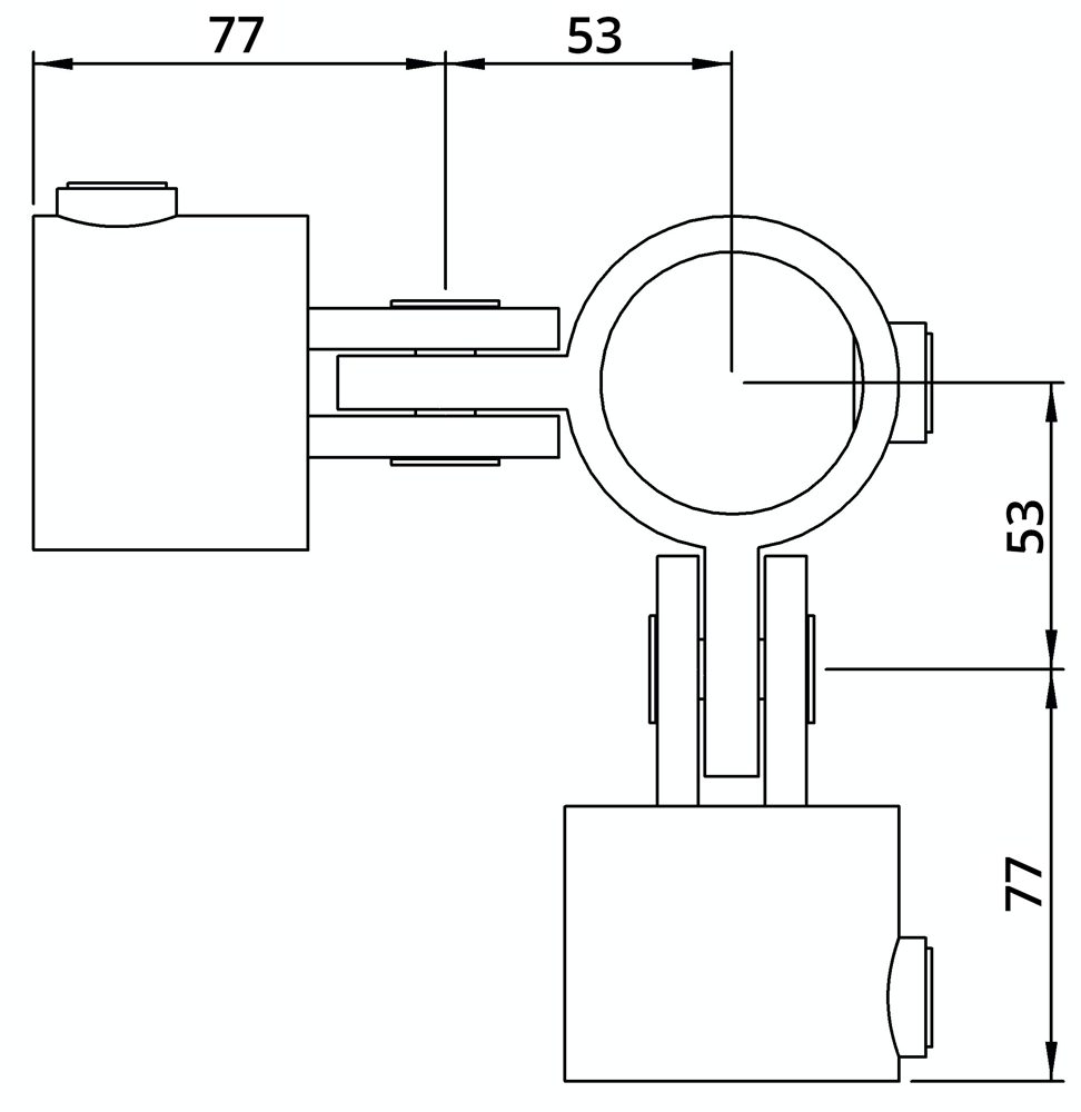 Rohrverbinder | Gelenkstück doppelt 90° | 168D48 | 48,3 mm | 1 1/2 | Temperguss u. Elektrogalvanisiert