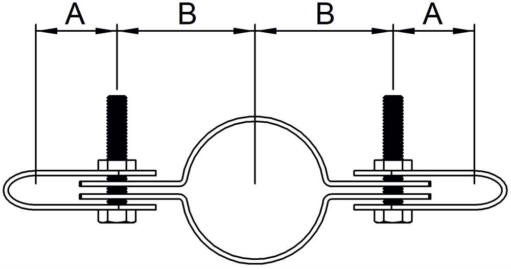 Rohrverbinder | Gitterhalter doppelt | 171 | 26,9 mm - 60,3 mm | 3/4 - 2 | Temperguss u. Elektrogalvanisiert