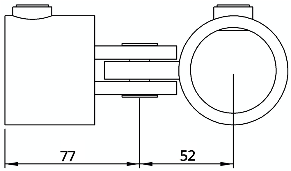 Rohrverbinder | Gelenkstück einfach | 173D48 | 48,3 mm | 1 1/2 | Temperguss u. Elektrogalvanisiert