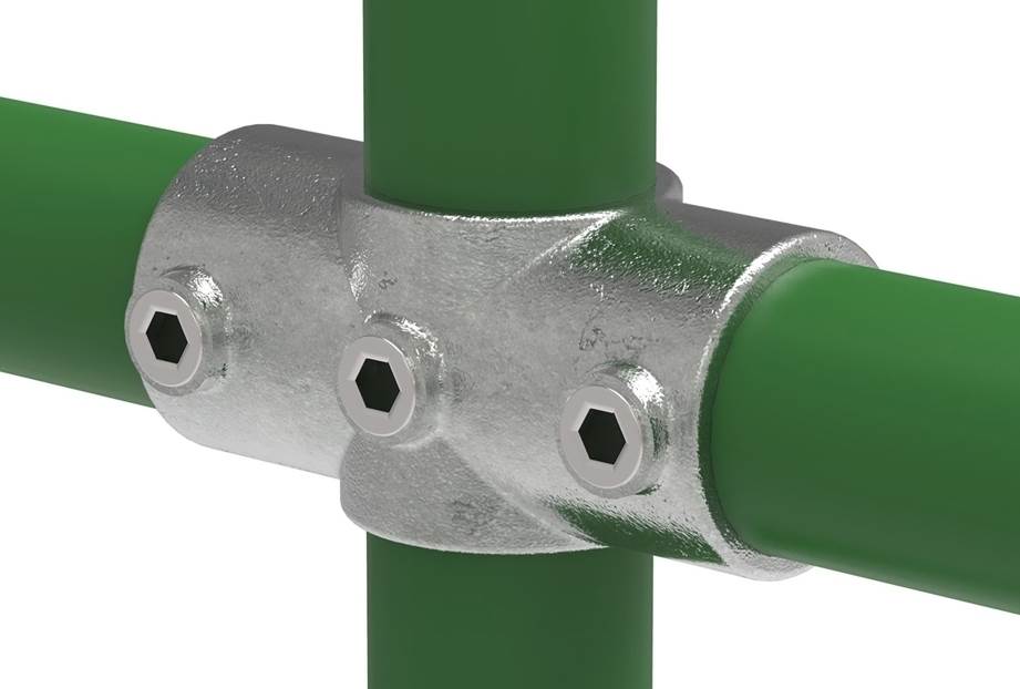 Rohrverbinder | T-Stück für Stützrohr | 176A27/D48 | 26,9 mm; 48,3 mm | 3/4; 1 1/2 | Temperguss u. Elektrogalvanisiert