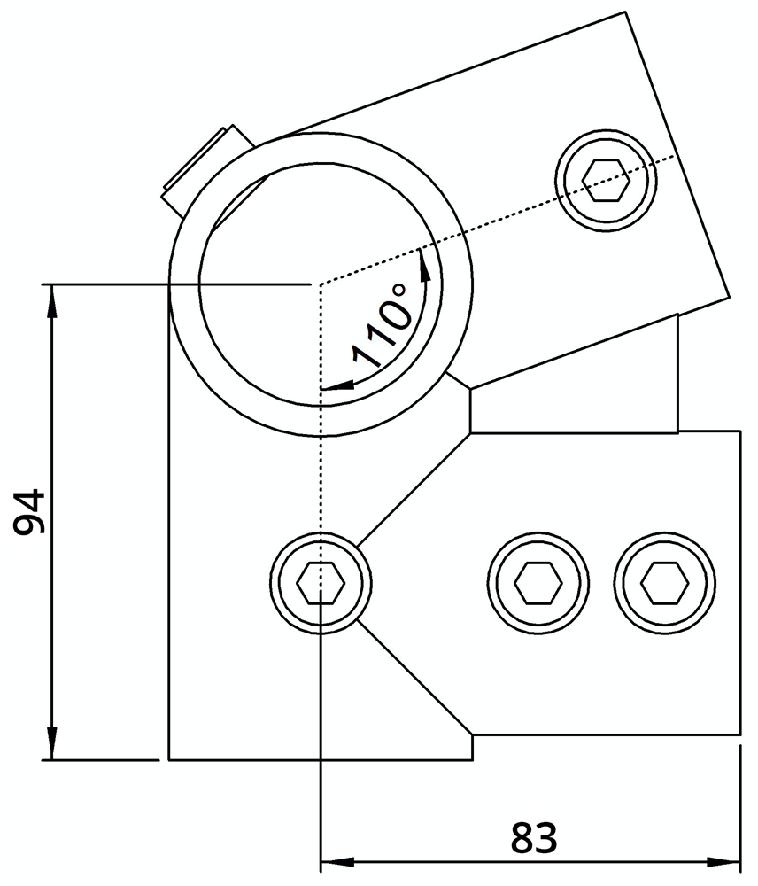 Rohrverbinder | Traufenstück 27,5° | 185D48 | 48,3 mm | 1 1/2 | Temperguss u. Elektrogalvanisiert
