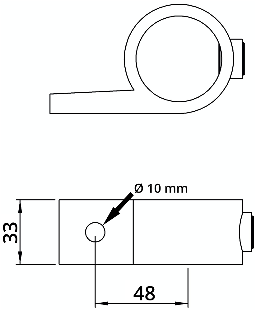 Rohrverbinder | Befestigungsring mit Flansch 1 Bohrung | 199C42 | 42,4 mm | 1 1/4 | Temperguss u. Elektrogalvanisiert