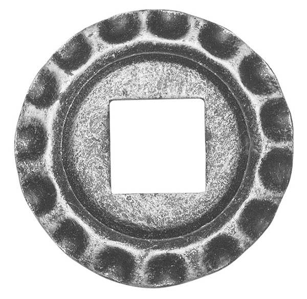 Zierrosette Schmiedeeisen Rosette Ø 65 x 5 mm mit Loch 12,5 x 12,5 mm 